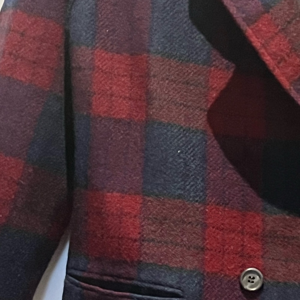 Vintage 💯 Wool Plaid Check Jewel Toned Boxy Fit Blazer - Picture 3 of 9